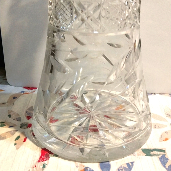 Botanical Elegant Vintage Crystal Hand-Cut Heavy 12" Vase Hourglass Shape 5 lbs. - Picture 7 of 16